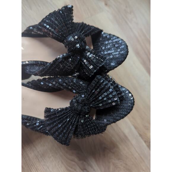 Loeffler Randall Penny Knot Black Sequin Slip On Mule Sandals Womens 10 - Picture 5 of 13